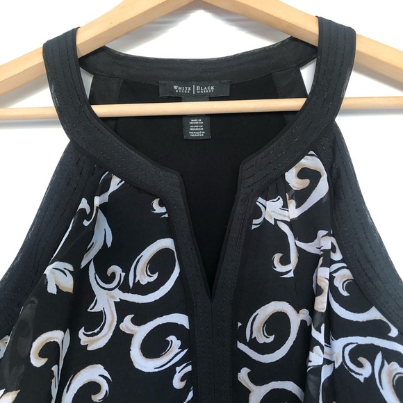 White House Black Market Black Scroll Tiered Top - Picture 10 of 16